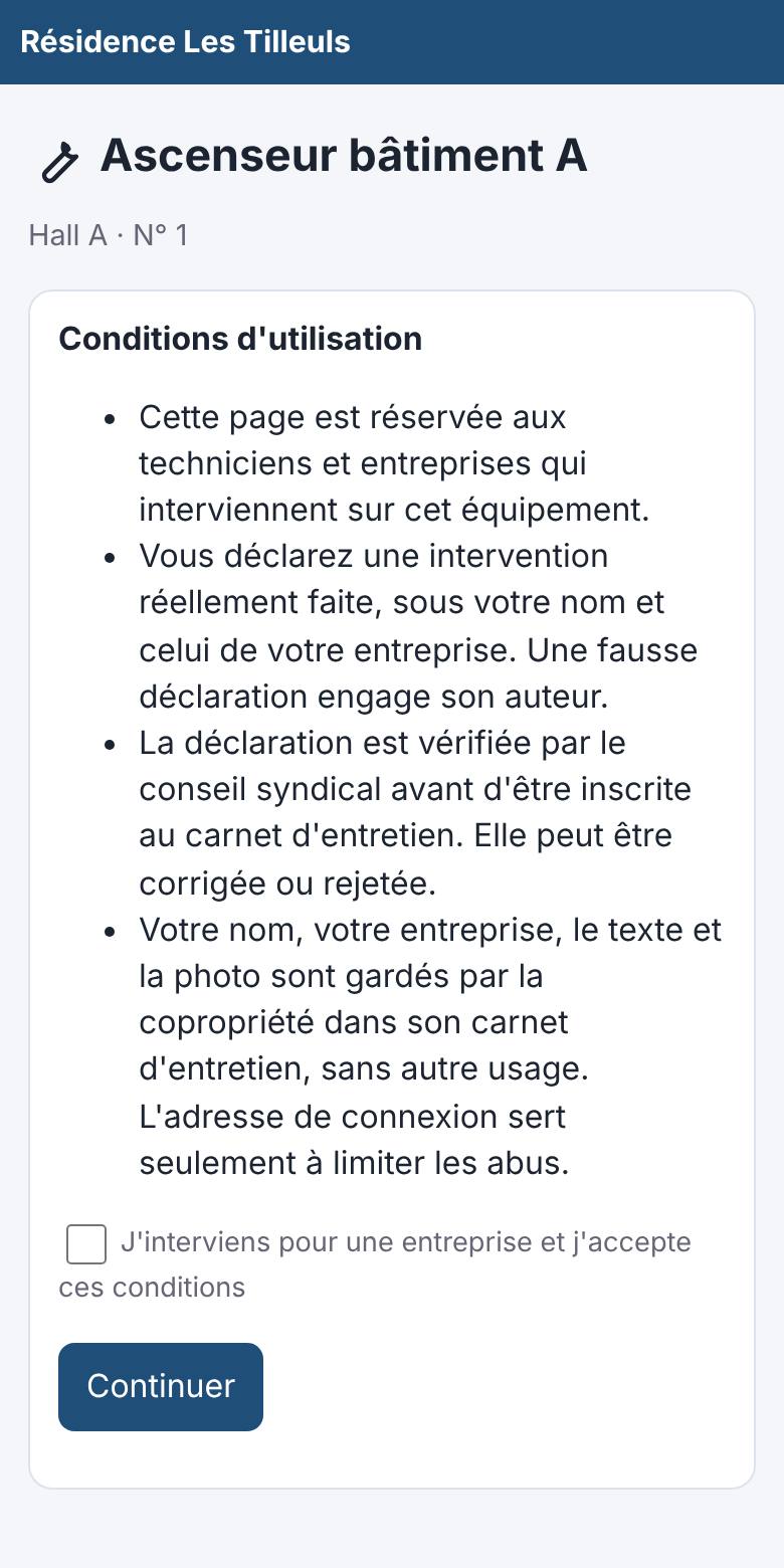 Le technicien le scanne : aucun compte à créer.