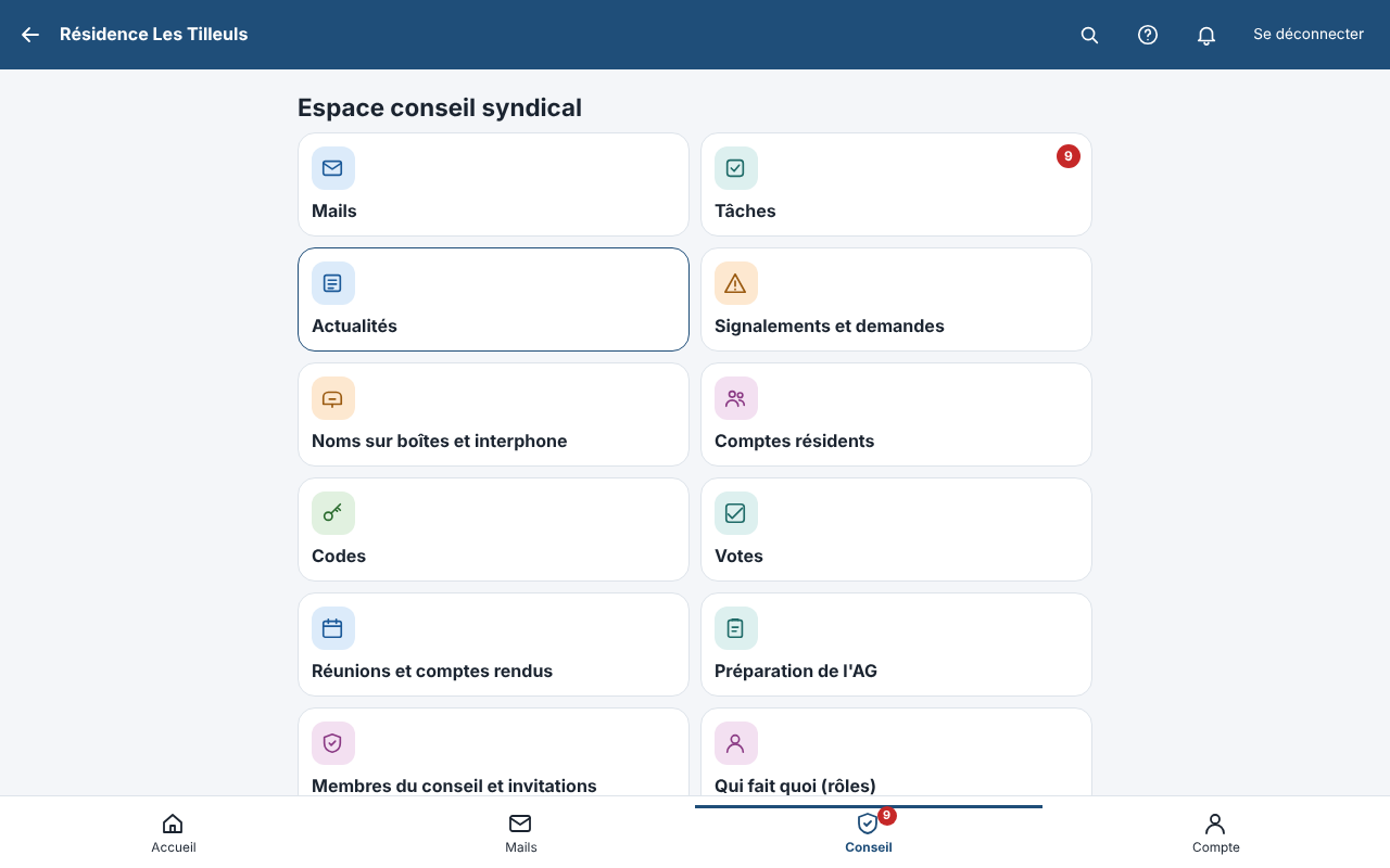 Espace conseil syndical