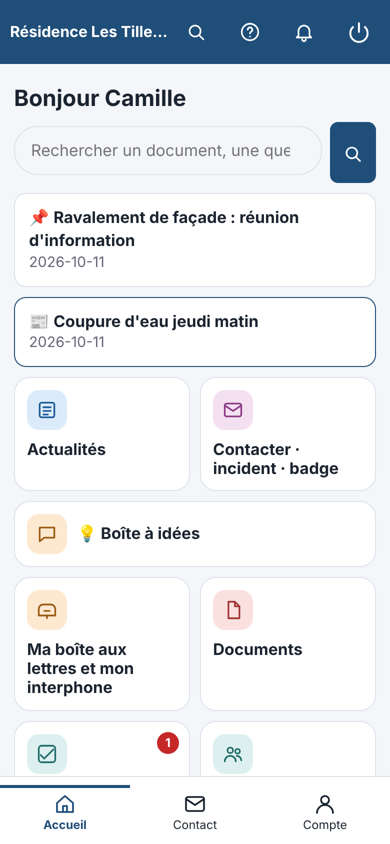 Accueil d'un résident